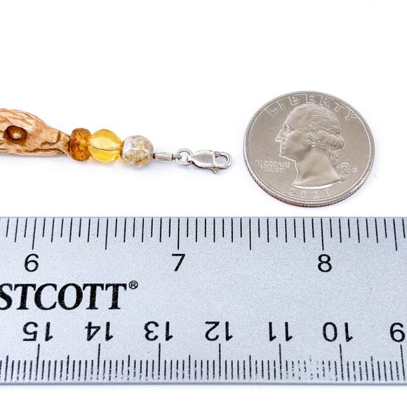 Vintage Sterling Silver 925 Carved Bead Charm Bracelet 7.25” - Picture 2 of 7